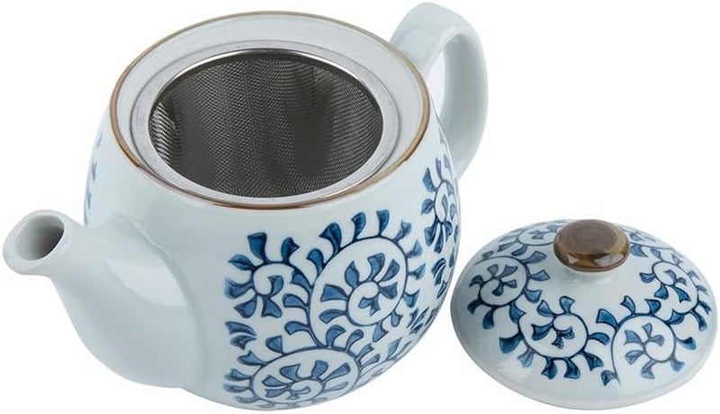 Daiso Ceramic Teapot 400ml Blue Floral Japanese Tea Pot - Image 2